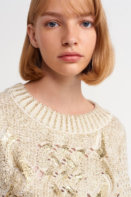 Oversized Kabelstrick-Pullover mit Rundhalsausschnitt - Image 4