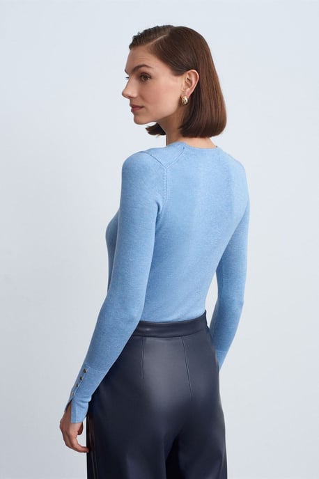 Slim Fit Rippenstrick Rundhals-Pullover - Image 2