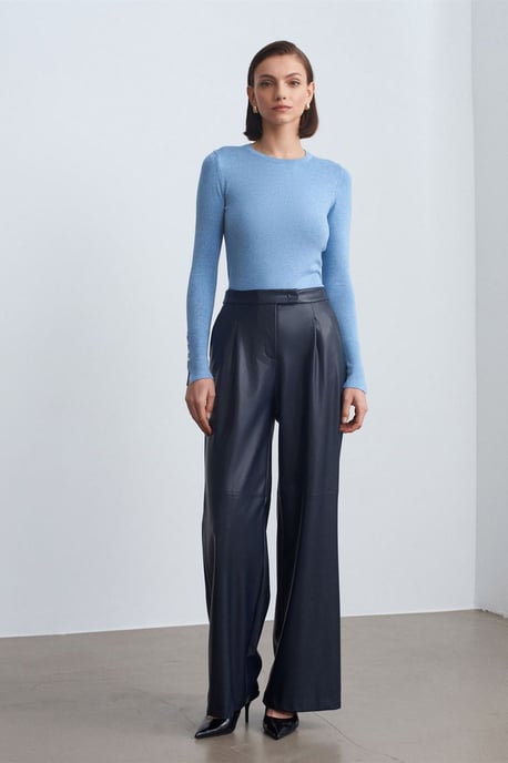 Slim Fit Rippenstrick Rundhals-Pullover - Image 4