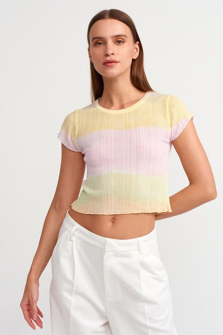 Damen Crop Ombre Ribbed Strickpullover - Image 2