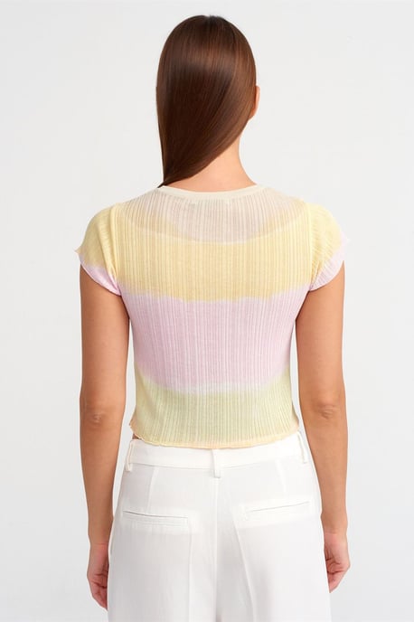 Damen Crop Ombre Ribbed Strickpullover - Image 3