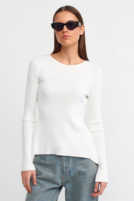Slim Fit Geripptes Boot-Neck Sweatshirt - Image 1