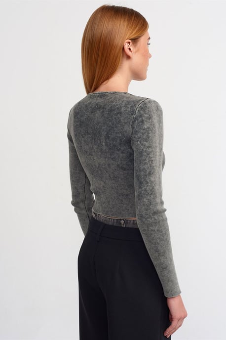 Damen Rippstrick-Crop-Top mit Rundhalsausschnitt - Image 2