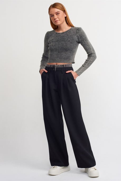 Damen Rippstrick-Crop-Top mit Rundhalsausschnitt - Image 3