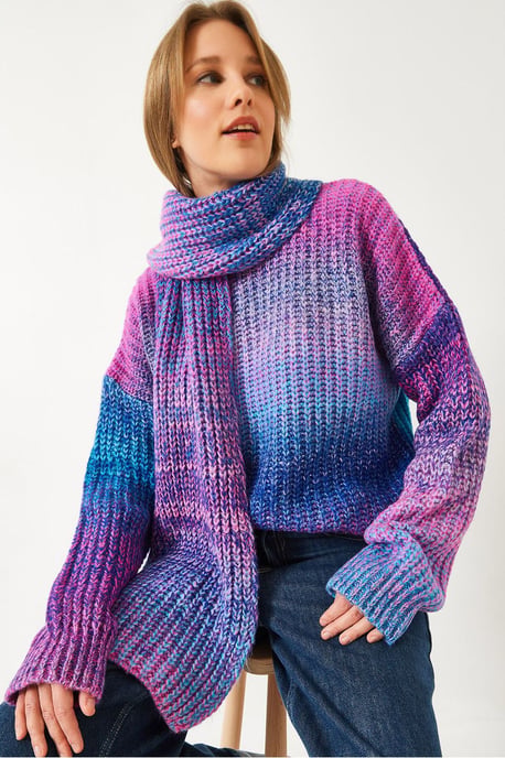 Gradient-Rippstrick-Pullover mit Rundhalsausschnitt - Image 1