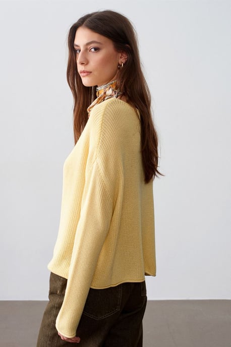 Damen Rippstrick Boot Neck Pullover - Image 2