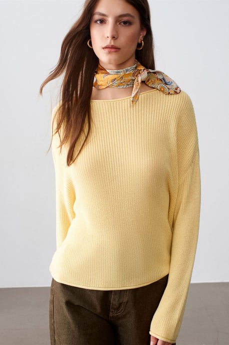 Damen Rippstrick Boot Neck Pullover - Image 3
