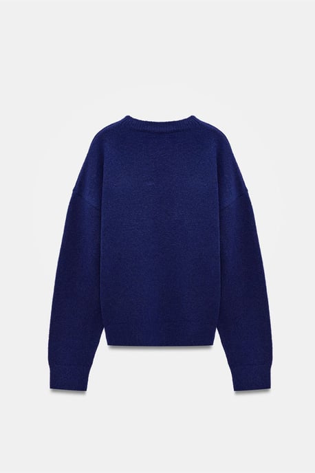 Damen Unifarbener Rundhals-Rippstrickpullover - Image 6