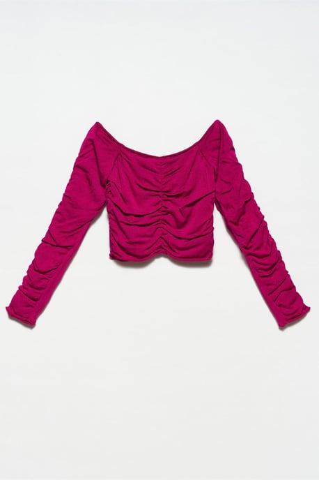 Damen Rippstrick Off-Shoulder Crop Sweater - Image 2
