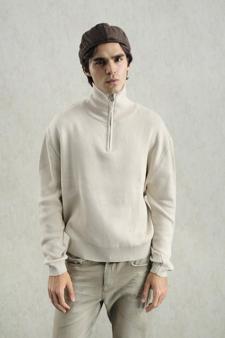Rippstrickpullover mit Reißverschlusskragen - Image 2