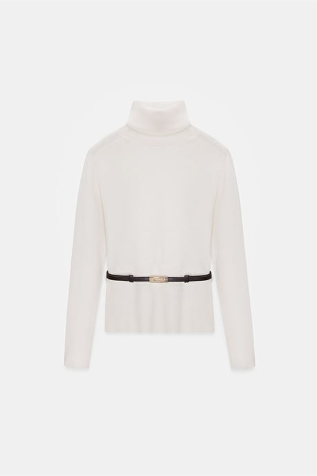Damen Strickpullover mit Gürtel und Rollkragen - Image 5