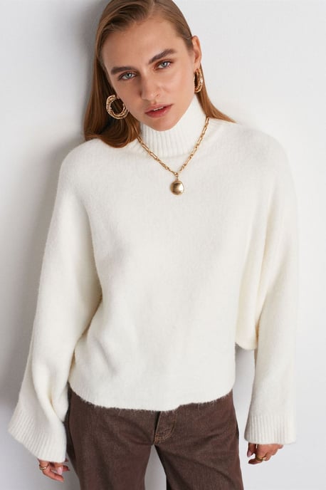 Übergroßer gerippter Rollkragenpullover - Image 3