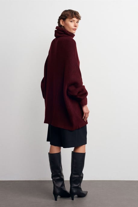 Übergroßer gerippter Rollkragenpullover - Image 2