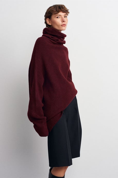 Übergroßer gerippter Rollkragenpullover - Image 3
