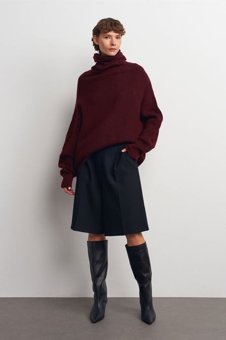 Übergroßer gerippter Rollkragenpullover - Image 5
