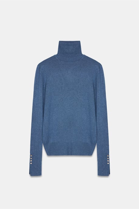Damen Rollkragen Strickpullover mit Knöpfen - Image 5