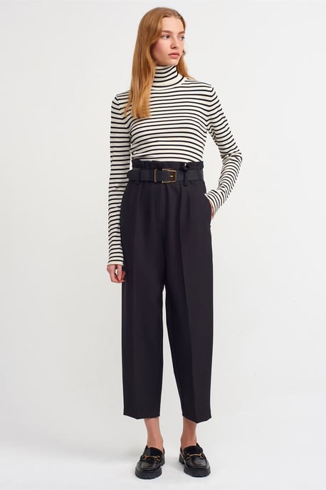 Gestreifter Rippstrick-Turtleneck-Pullover für Damen - Image 3