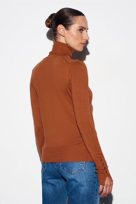 Damen Rollkragen Strickpullover mit Knöpfen - Image 2