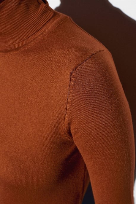 Damen Rollkragen Strickpullover mit Knöpfen - Image 4