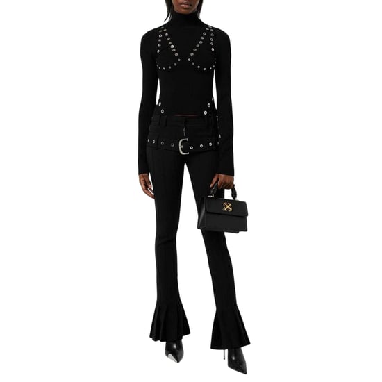 Off White - Oberteil für Damen, Stehkragen (Schwarz) - Image 3