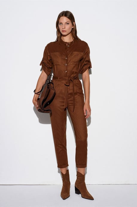 Gerader Beinschnitt Satin Kurzarm-Overall - Image 1
