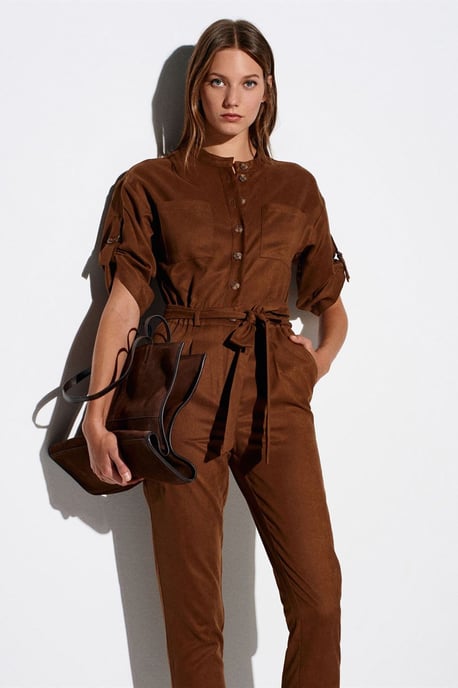 Gerader Beinschnitt Satin Kurzarm-Overall - Image 3