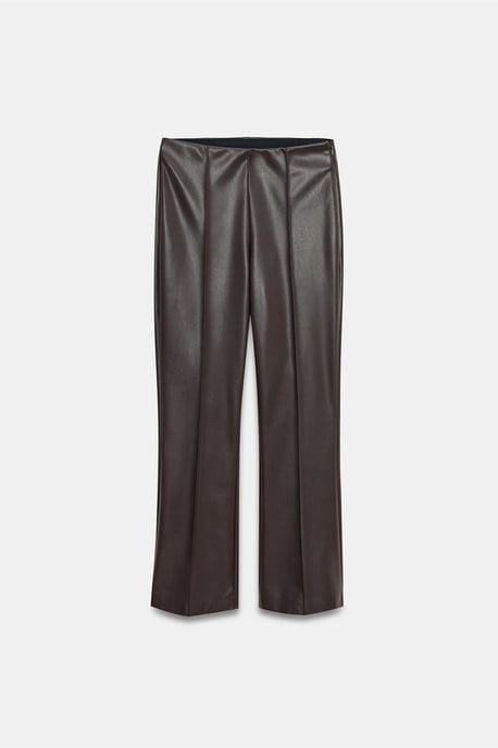 Hochtaillierte Faux-Leder-Flared-Leggings - Image 5