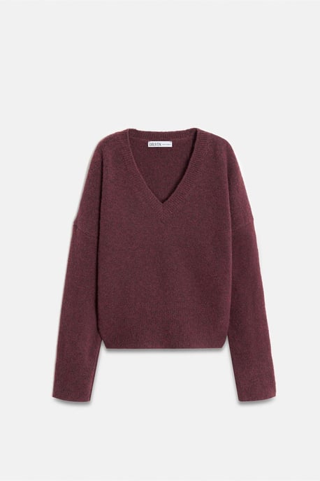 Damen V-Ausschnitt Rippstrickpullover - Image 6