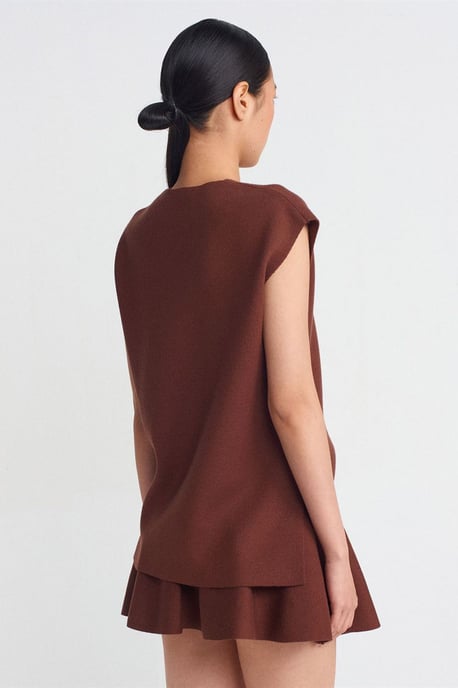 Damen Ribbed V-Ausschnitt Strickweste - Image 2