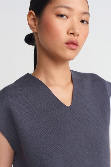 Damen Ripp-Strick V-Ausschnitt Pullover-Weste - Image 4