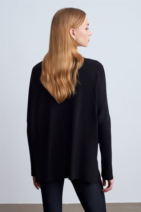 Damen V-Ausschnitt Rippstrickpullover - Image 3