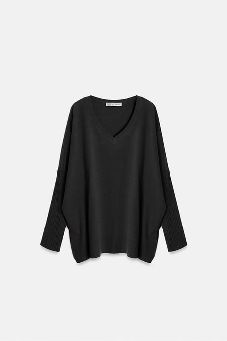 Damen V-Ausschnitt Rippstrickpullover - Image 5