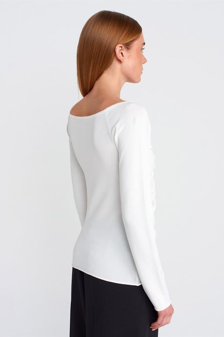 Damen Slim Fit Ripp-Strick V-Ausschnitt Pulli - Image 2