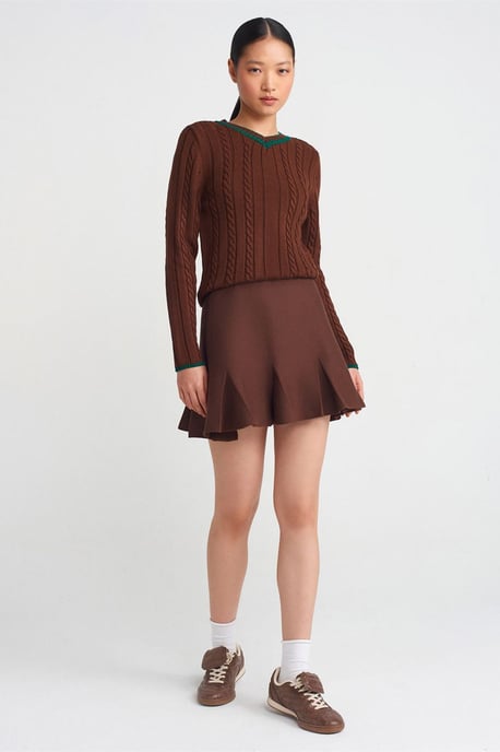 Damen V-Ausschnitt Pullover mit Kabelstrick - Image 3