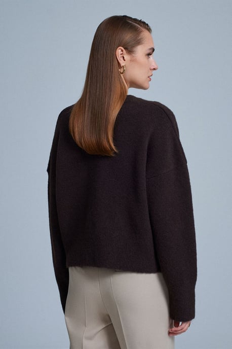 Damen V-Ausschnitt Rippstrickpullover - Image 3