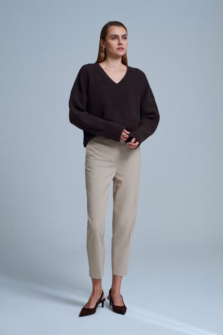Damen V-Ausschnitt Rippstrickpullover - Image 5