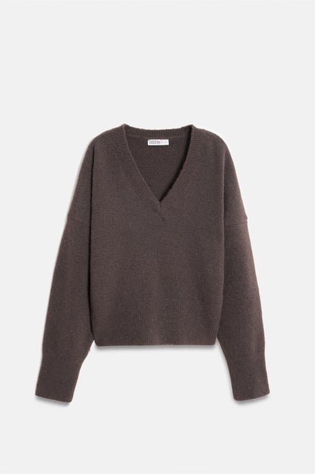 Damen V-Ausschnitt Rippstrickpullover - Image 6