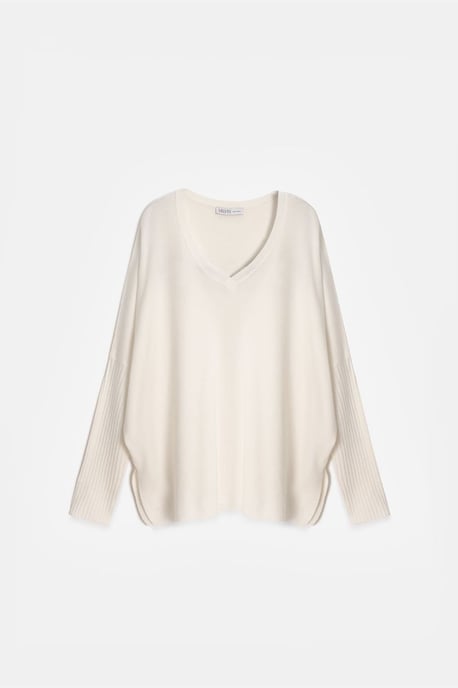 Damen V-Ausschnitt Rippstrickpullover - Image 6