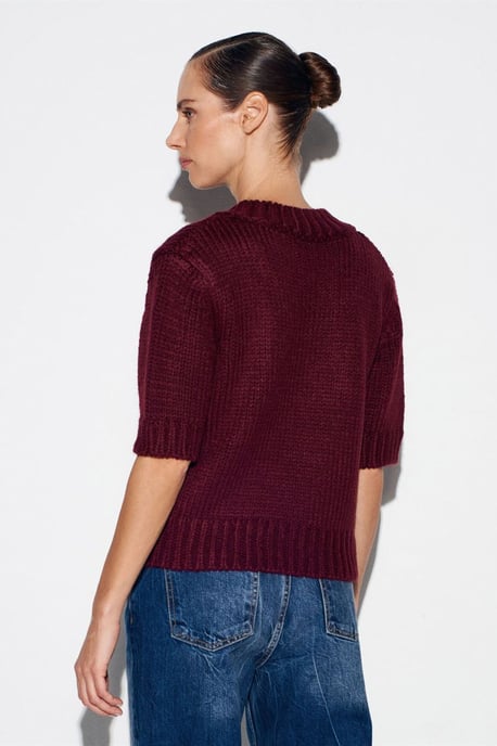 Damen V-Ausschnitt Ripp-Strickpullover - Image 2