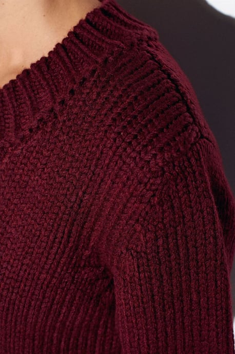 Damen V-Ausschnitt Ripp-Strickpullover - Image 4