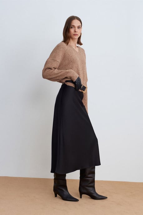 Damen V-Ausschnitt Rippstrickpullover - Image 2