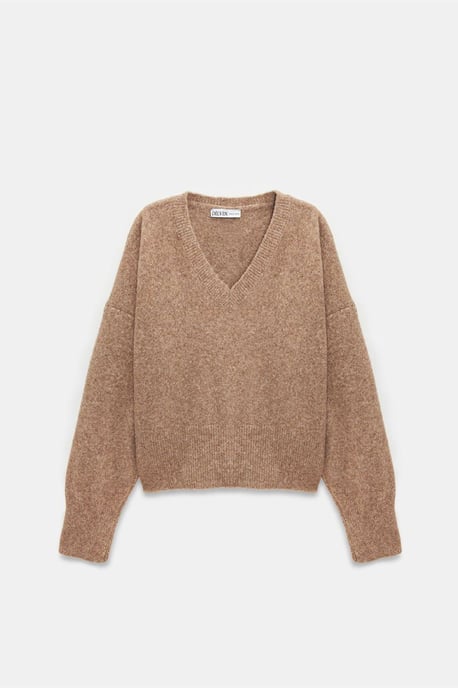 Damen V-Ausschnitt Rippstrickpullover - Image 6