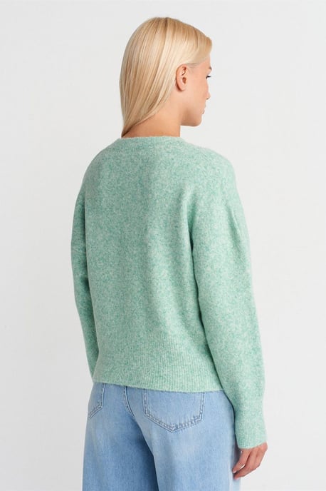 Damen V-Ausschnitt Rippstrickpullover - Image 2