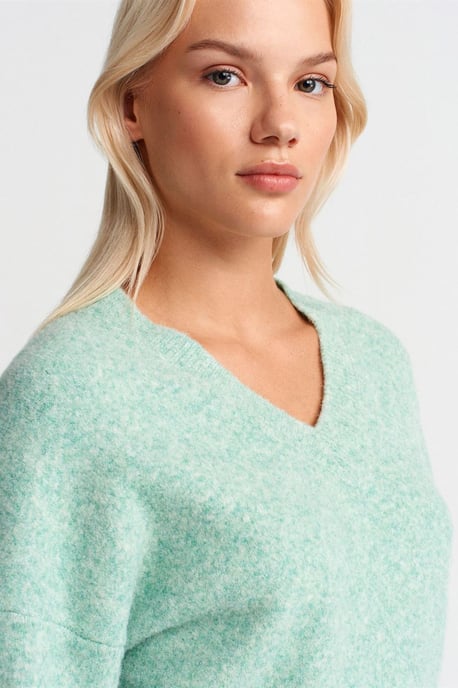 Damen V-Ausschnitt Rippstrickpullover - Image 3