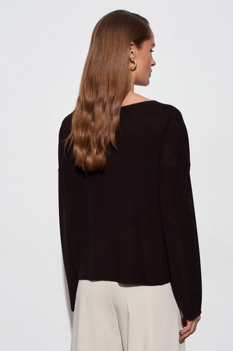Damen V-Ausschnitt Rippstrickpullover - Image 2