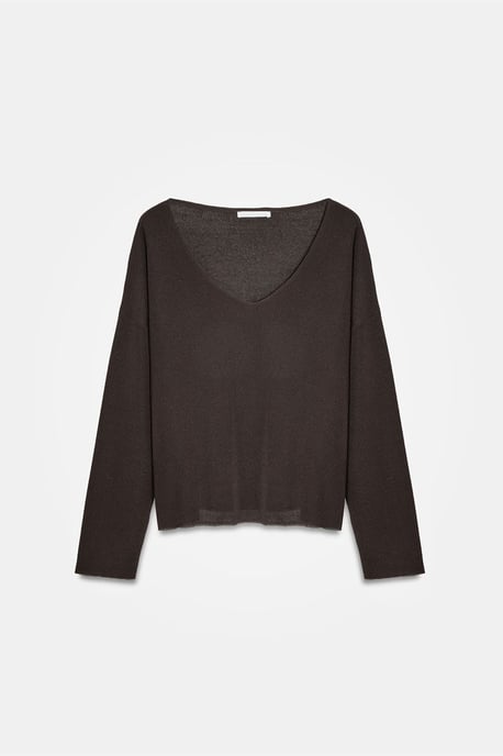 Damen V-Ausschnitt Rippstrickpullover - Image 5