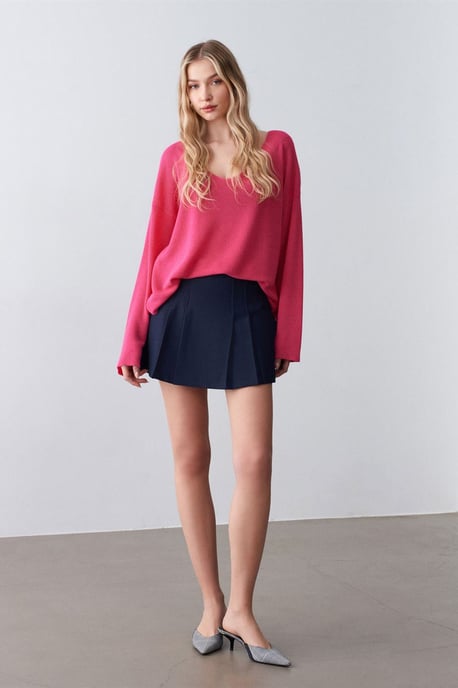 Damen V-Ausschnitt Rippstrickpullover - Image 4