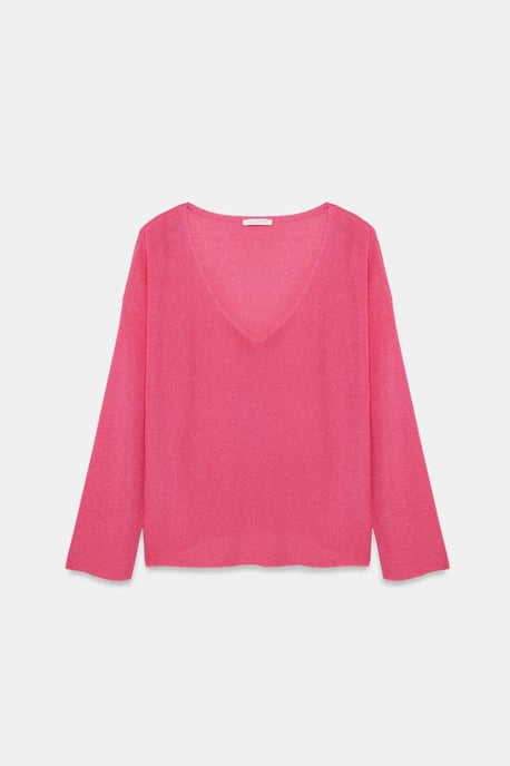 Damen V-Ausschnitt Rippstrickpullover - Image 5