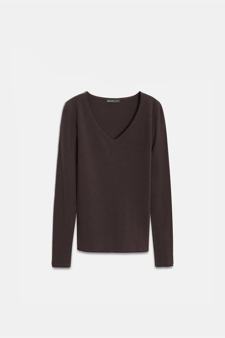 Slim Fit V-Ausschnitt Rippstrickpullover - Image 6