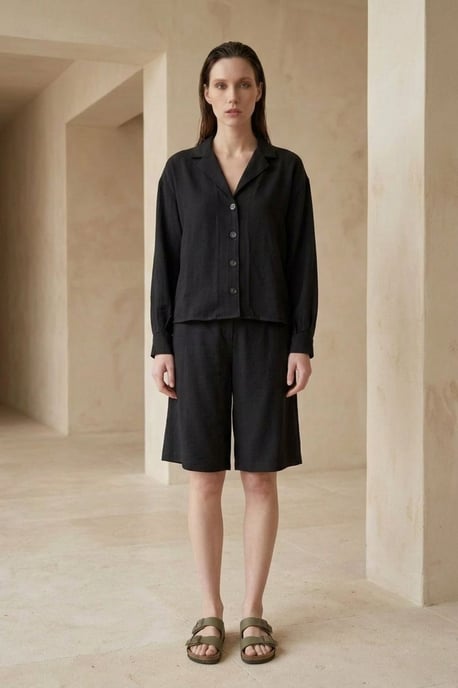 Baumwoll-Popelin-Shirt- und Shorts-Set - Image 3